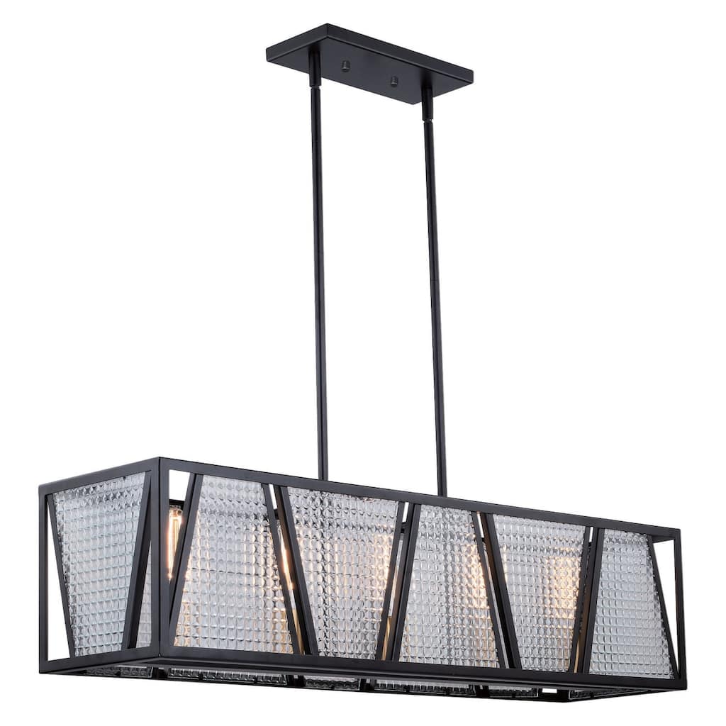 5 Light Linear Chandelier with Modern Industrial Frame for Dining Room, Kitchen Island, or Office Lighting - 47.2