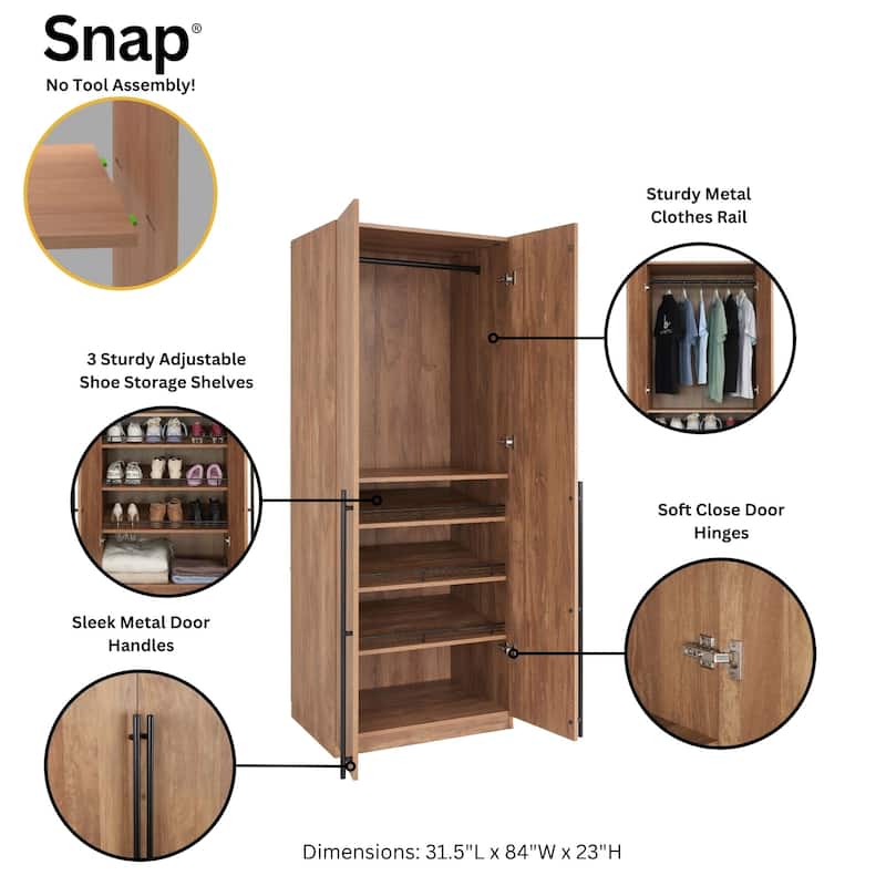 Manhattan Comfort Lee Modern 3.0 Freestanding Wardrobe Closet Armoire Set of 3