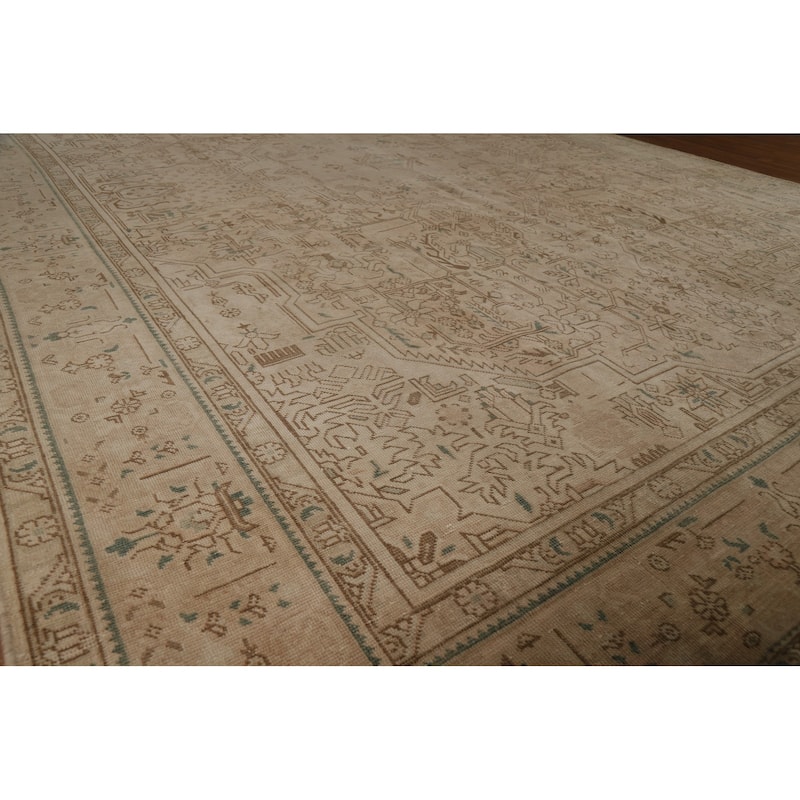 Tabriz Persian Vintage Rug Bedroom Hand-Knotted Wool Carpet - 9'6" x 12'9"