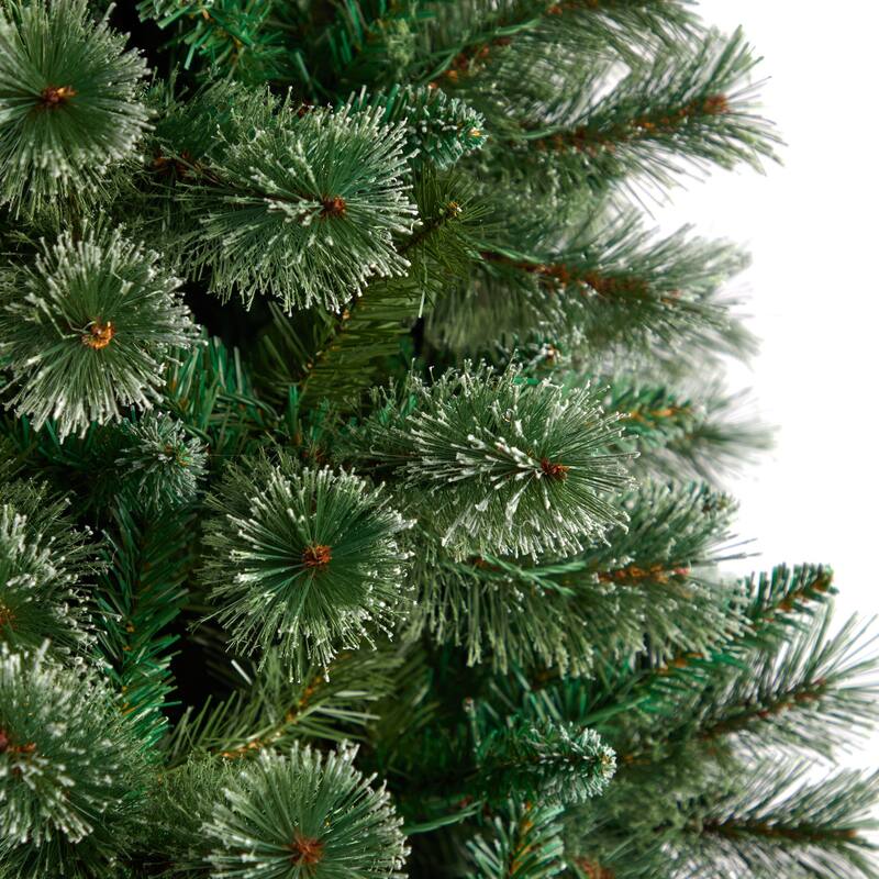 8ft Artificial Christmas Tree Pre-Lit Slim Pine Tree with Lights & Branches - Green - 96
