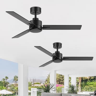 48-in Indoor Black Ceiling Fan with Remote without Light(3-Blade)