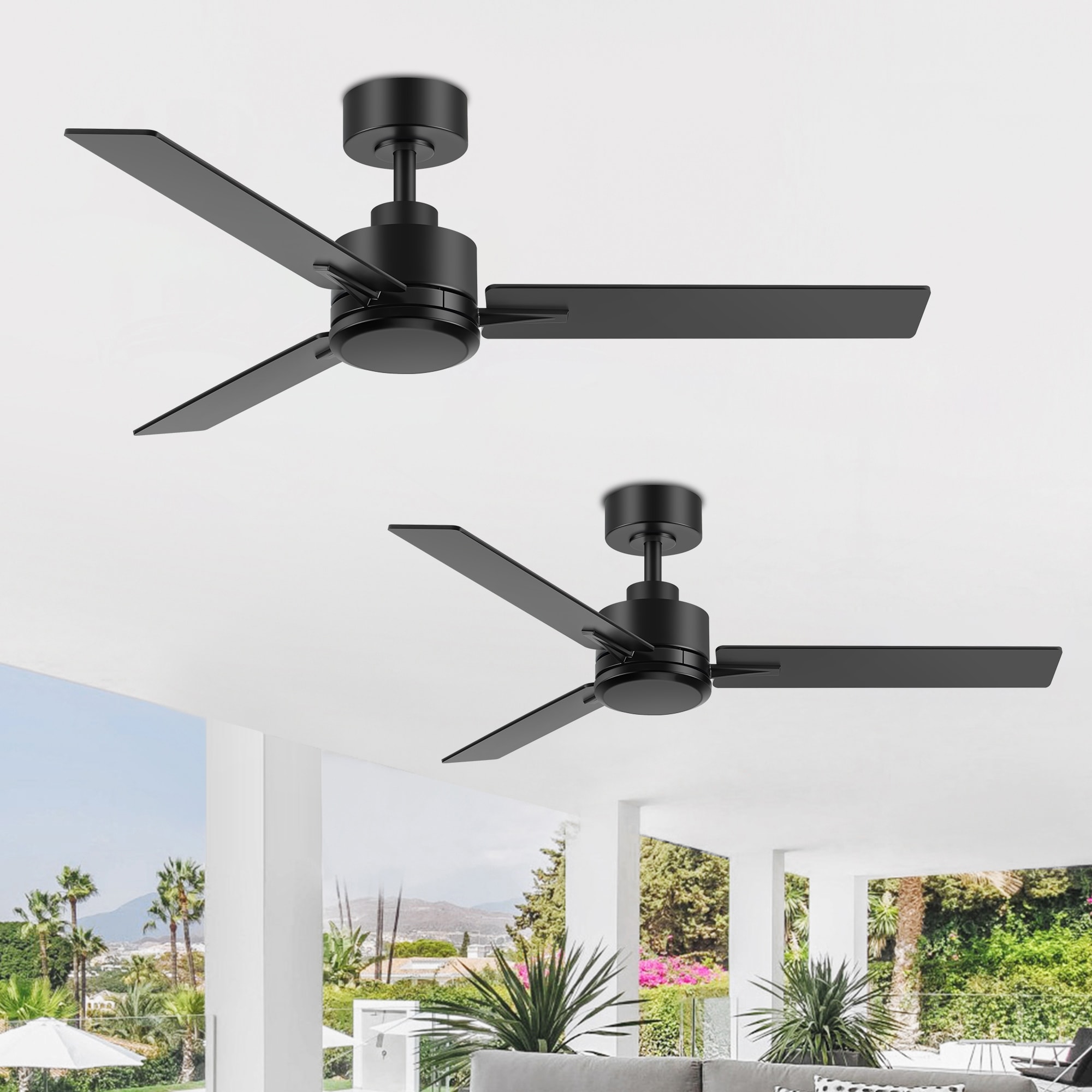 48-in Indoor Black Ceiling Fan with Remote without Light(3-Blade)