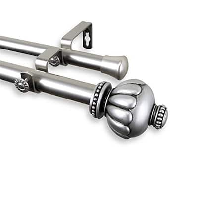 Decorative Double Curtain Rod - Victorian Style, Adjustable Length, Satin Nickel Finish, Home Decor - 240