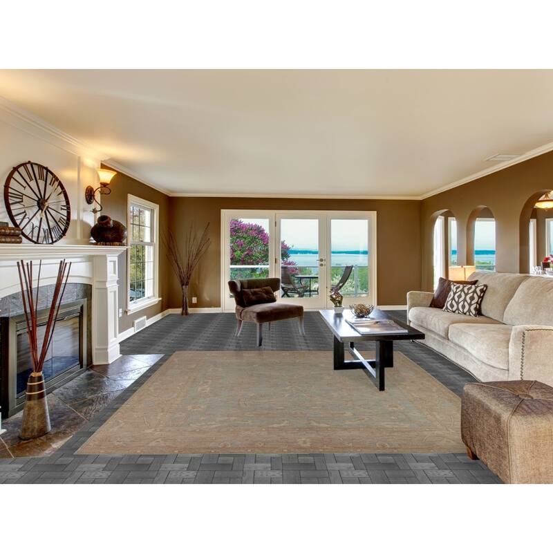 Light Blue Oushak Vegetable Dye Area Rug Handmade Wool Carpet - 8'3"x 9'7"