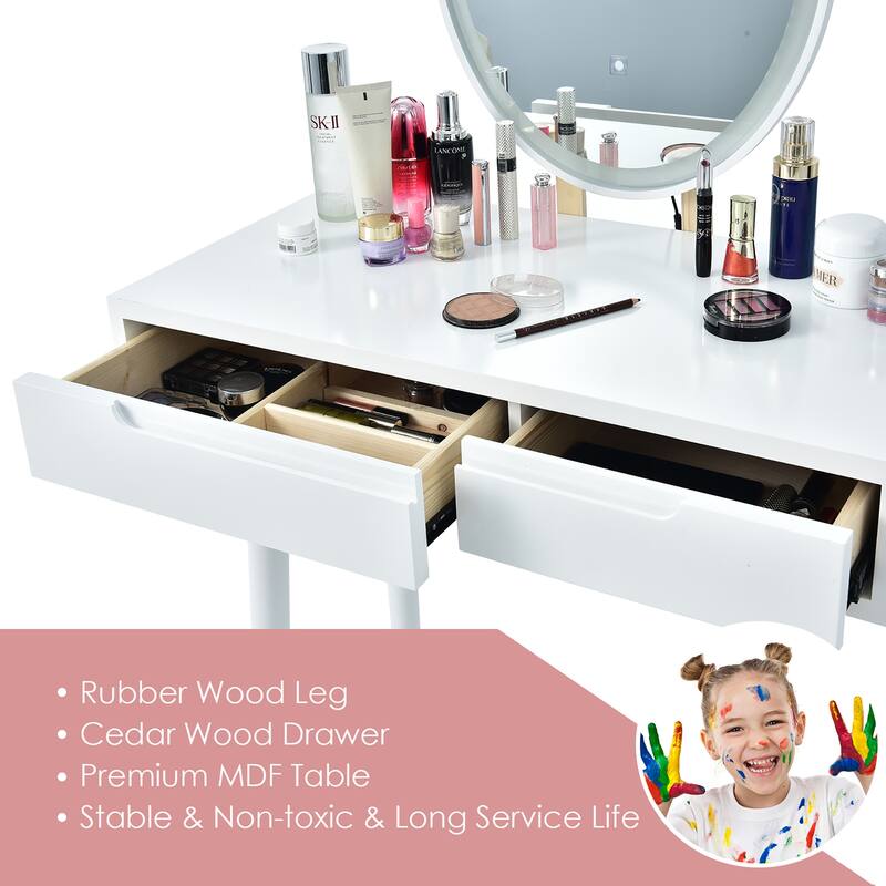 Costway Vanity Makeup Table Touch Screen 3 Lighting Modes Dressing - See Details