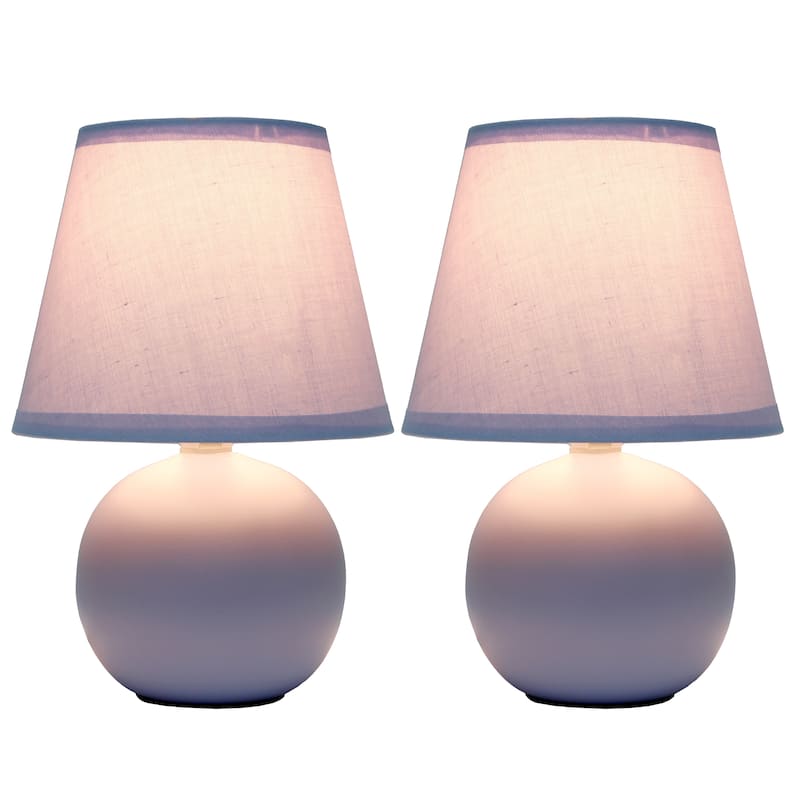 8.66" Petite Orb Lamp Two Pack Set w Matching Fabric Shade