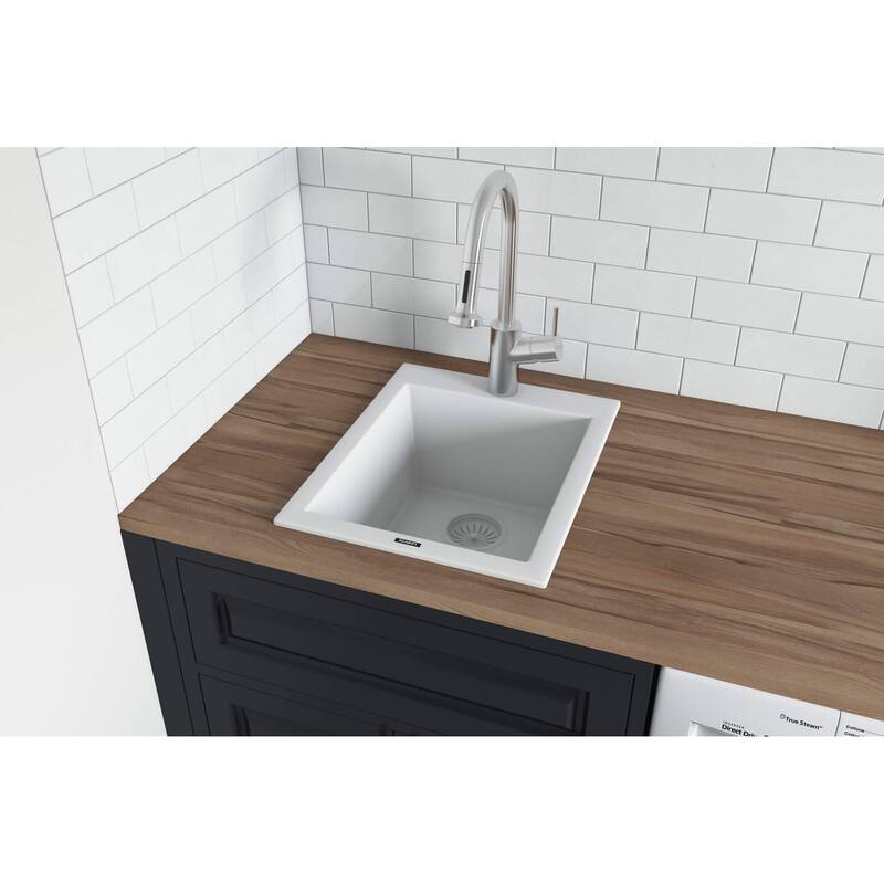 Ruvati 18 x 20 inch Topmount Granite Composite Bar Prep Sink - Arctic White - RVG1018WH