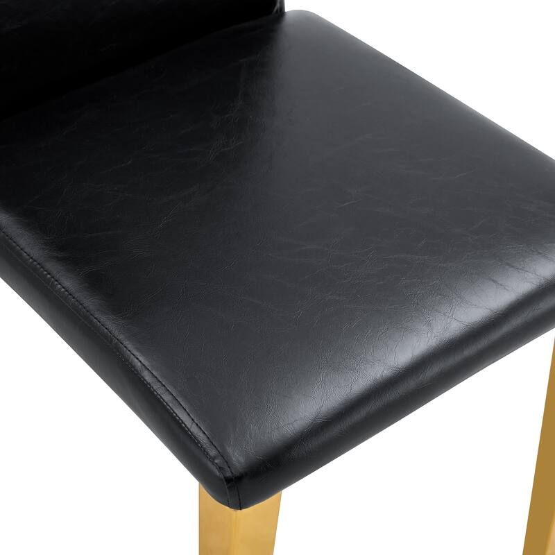 4 Piece High Back Dining Chair Set, Leather Upholstered Dining Chair with Gold Legs Dining Room Chair Modern Side Chair