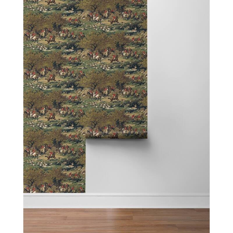 Harry & Grace Taunton Hunt Scene Premium Matte Non-Woven Peel and Stick Wallpaper