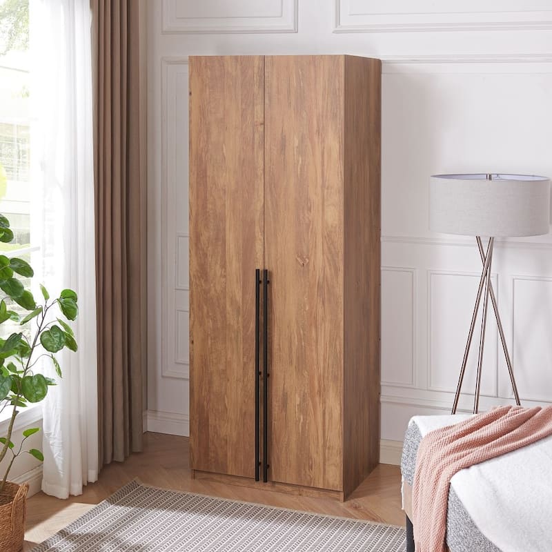 Manhattan Comfort Lee Modern 2.0 Freestanding Wardrobe Closet Armoire - Golden Brown