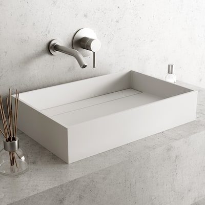 VIGO Montauk 23"L x 15"W x 5"H Matte Stone Rectangular Bathroom Vessel Sink