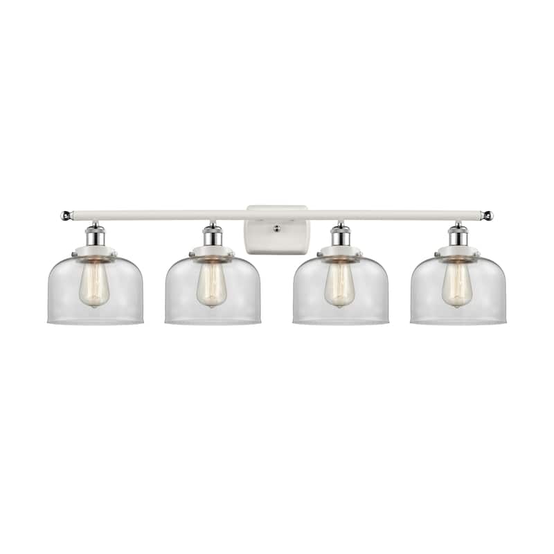 Innovations Lighting 916-4W-11-38 Bell Vanity Bell 4 Light 38" Wide - White and Polished Chrome / Clear