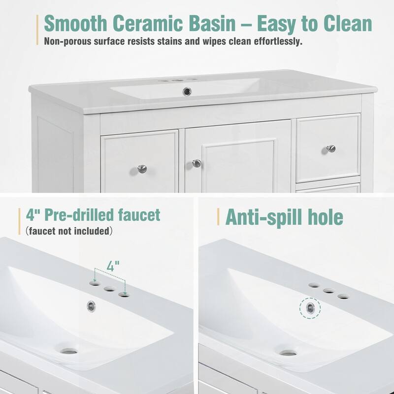 Bathroom Vanity with Ceramic Sink Combo