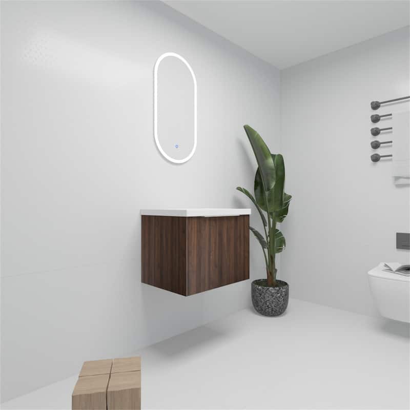 24 Inch Float Mounting Bathroom Cabinet with Sink, Soft Close Doors