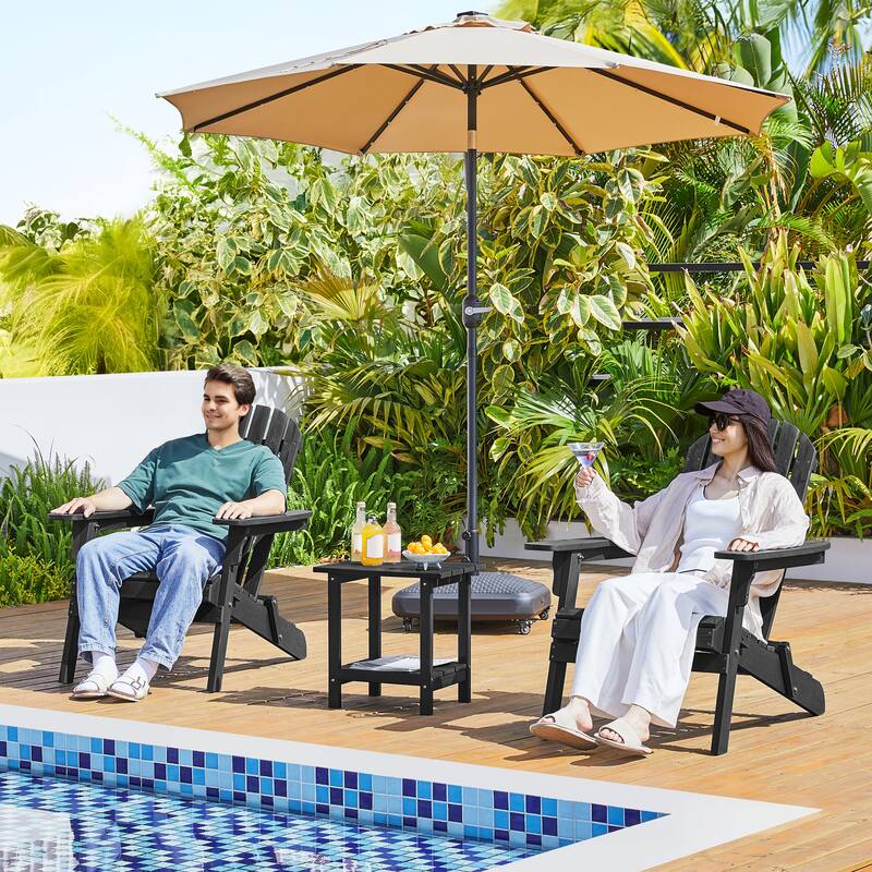 Yaheetech 2-piece Folding Adirondack Chair Solid Wood Garden Chair Weather Resistant - Black