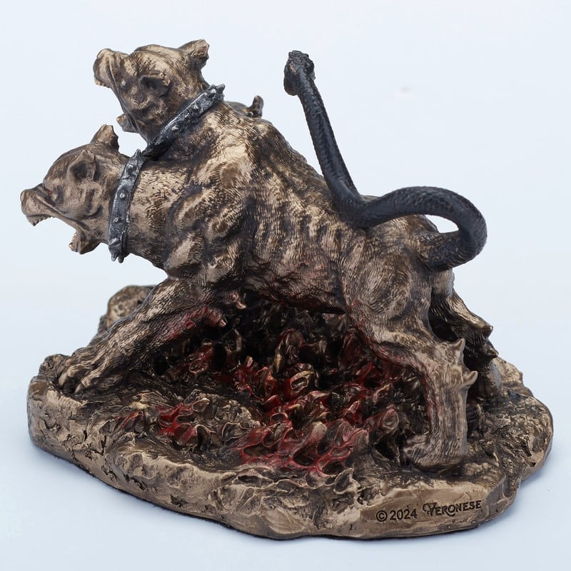 4.33 inches Length Polyresin Cerberus the Three Headed Hound of Hades Bronze Finish Figurine