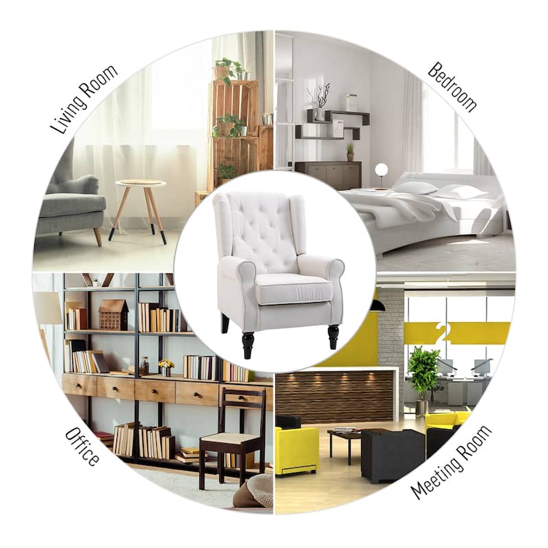 HOMCOM Copper Grove Guanta Tufted Wood Leg Accent Chair