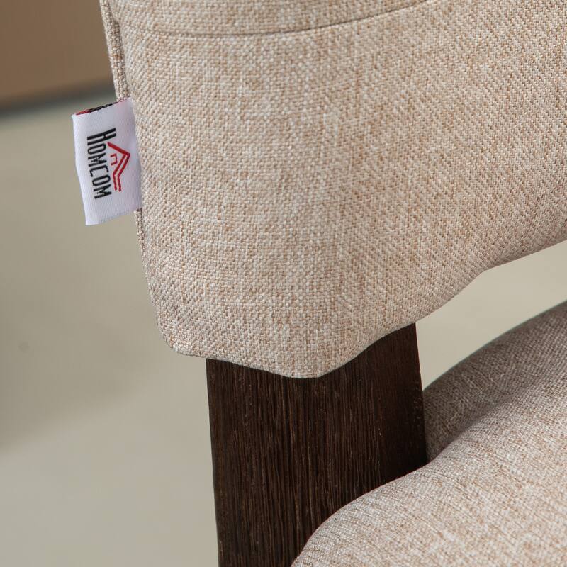 HOMCOM Swivel Bar Stools Set of 2, Fabric Tufted Counter Height Bar Stools with Rubber Wood Legs and Footrest for Dining Room