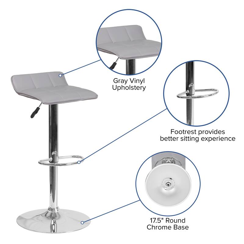 Contemporary Vinyl Adjustable Height Bar Stool - 34.5 to 43"
