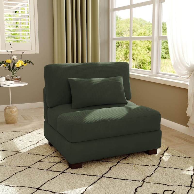 Modern Corduroy Modular Couch Sectional Sofa With Pillows