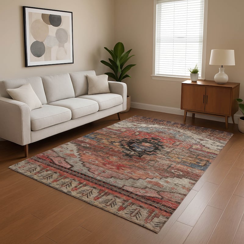 Premium Washable Super Soft Global Traditional Mayfield Rug - Paprika - 3' x 5'