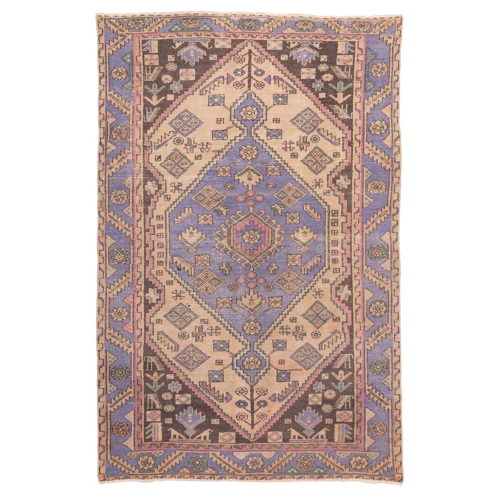 ECARPETGALLERY Hand-knotted Antalya Vintage Beige Wool Rug - 4'8 x 7'0