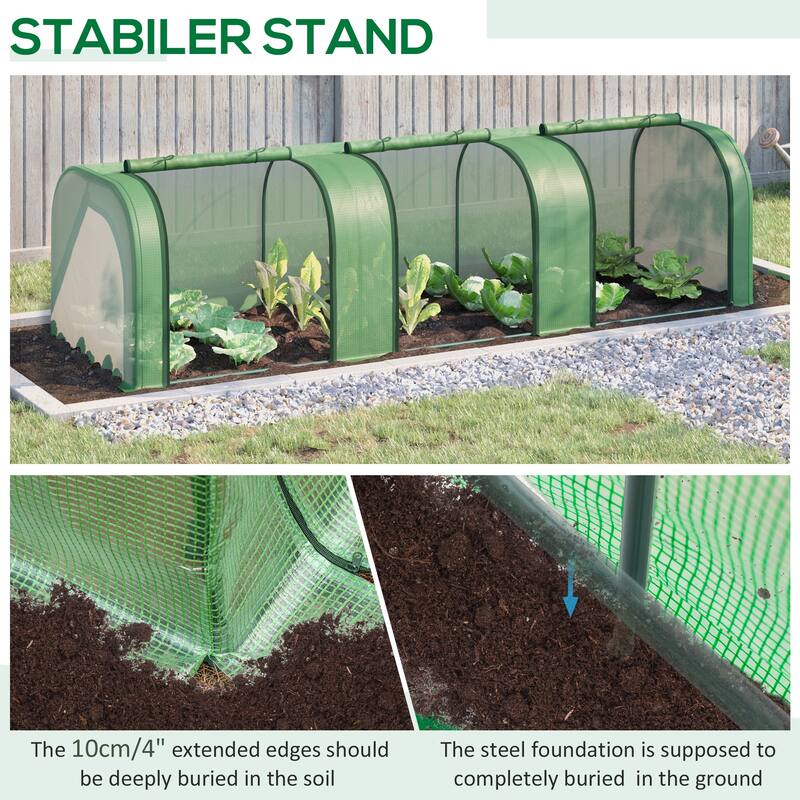 Outsunny 10' x 3' x 2.5' Mini Greenhouse, Portable Tunnel Greenhouse with Roll-Up Zippered Doors, UV Waterproof Cover