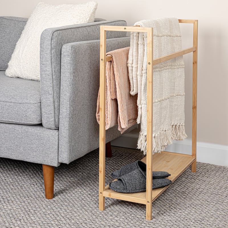 Household Essentials Bamboo Towel Rack - 25.0"L x 9.5"W x 31.5"H