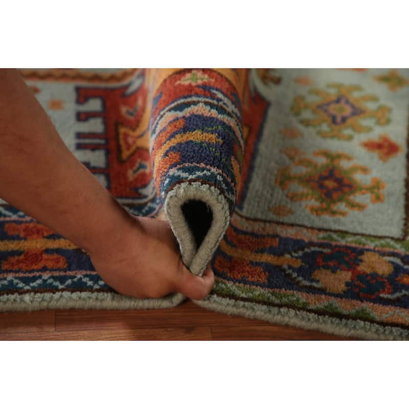 Geometric Heriz Serapi Oriental Accent Rug Handmade Blue Wool Carpet - 3'10"x 6'0"