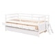 preview thumbnail 7 of 33, Low Loft Bed Twin Size with Trundle, ladder and Storage Drawers, White
