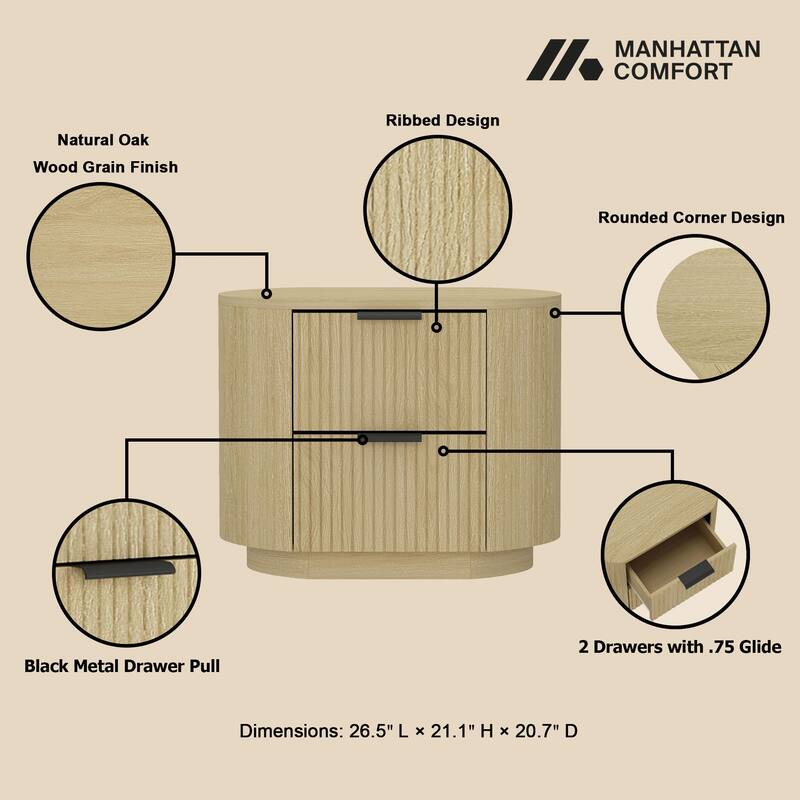 Manhattan Comfort Olivia Modern Nightstand with 4 Drawers
