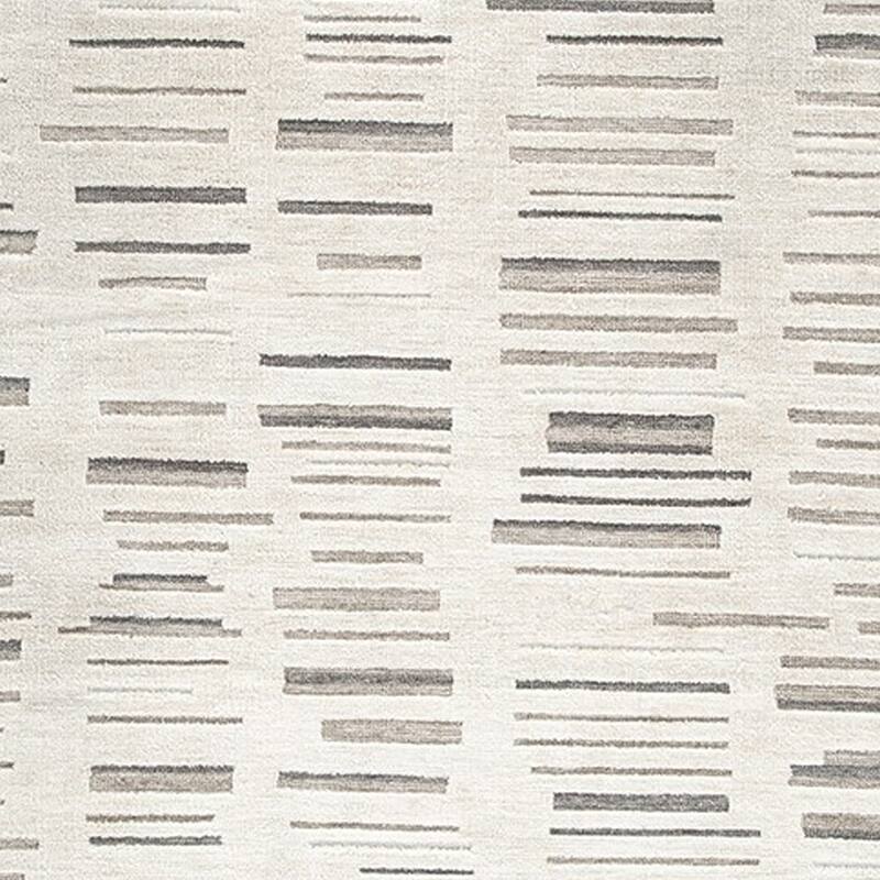 Meaw 8 x 10 Large Area Rug, Abstract Stripe Design, Ivory Gray Polyester - 8 x 10