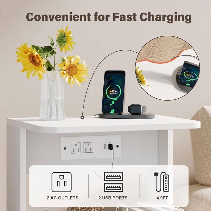 NightStands Set of 2 with Charging Station