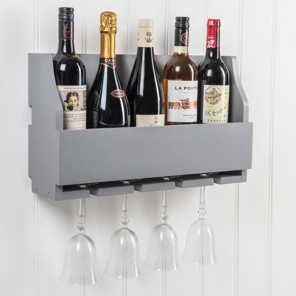 Wall Mounted Wine Bottle And Glass Rack Overstock 32814360 Old White