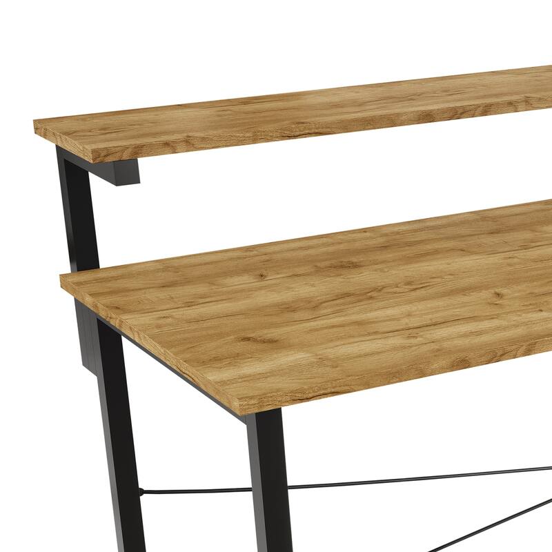 CraftPorch Minimalist 55-Inch Metal Computer Desk With Shelf