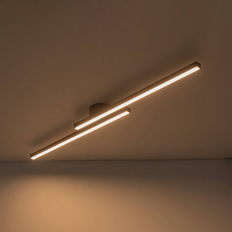 Contemporary 2-Light Black Linear Dimmable LED Vanity Wall Lamp