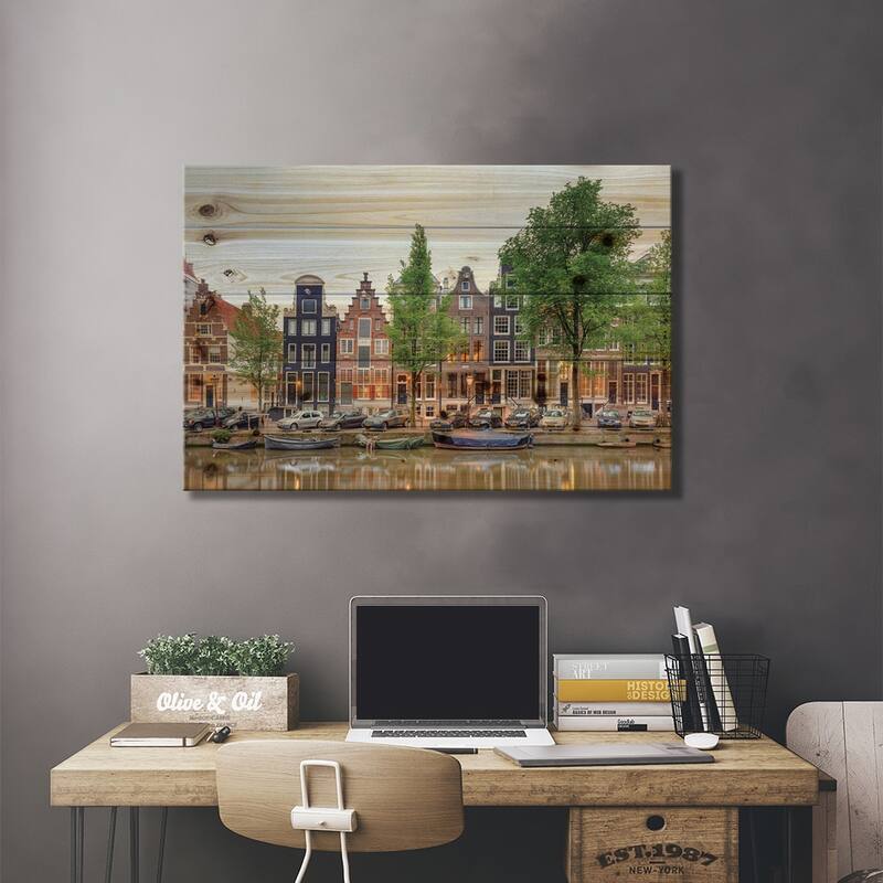 Cityscape III, Amsterdam, North Holland Province, Netherlands Print On Wood by Panoramic Images - Multi-Color