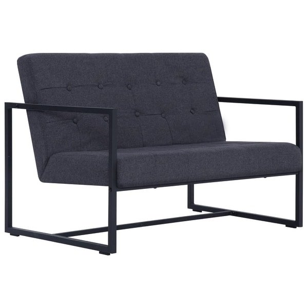 vidaXL 2-Seater Sofa with Armrests Dark Gray Steel and Fabric. Opens flyout.