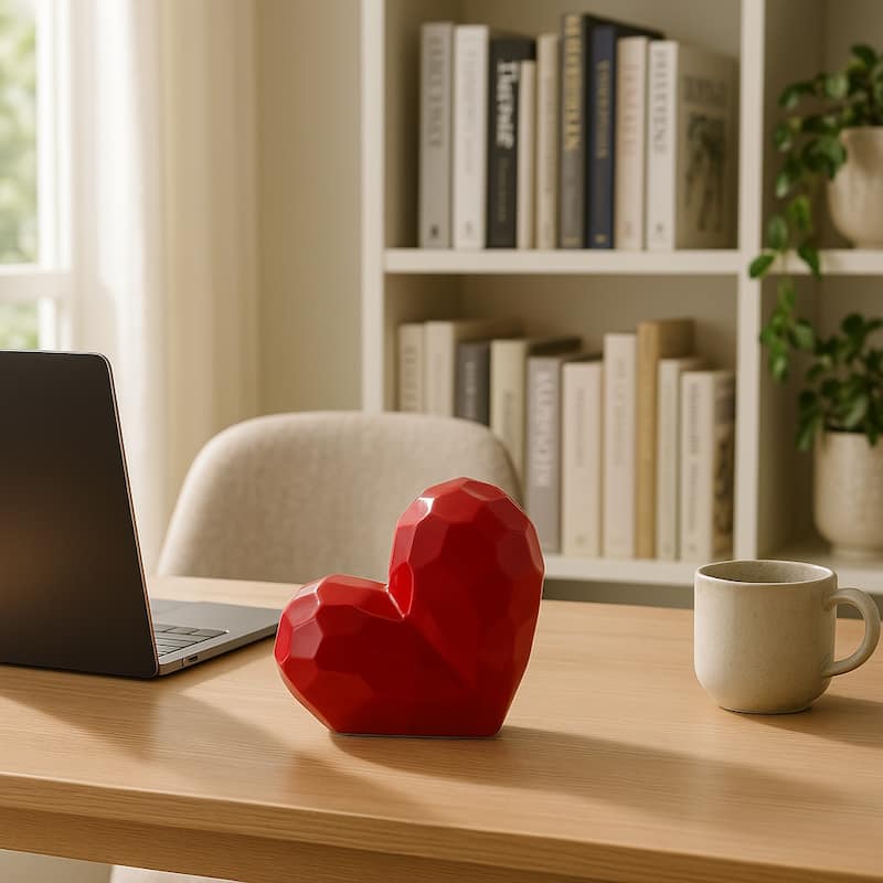 Modern Stone Ceramic Geometric Heart Sculpture