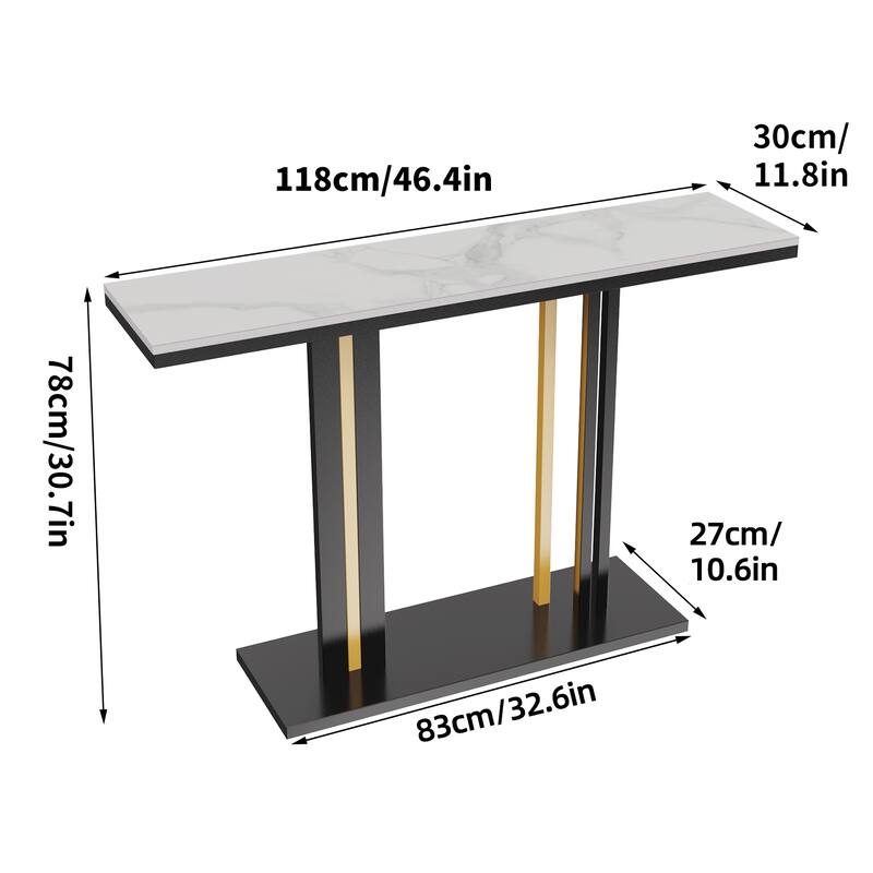 Modern Luxury Marble Console Table Sintered Stone Tables Geometric Line