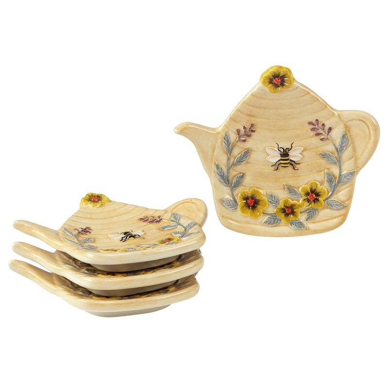Certified International Bee Sweet 9 oz. 3-D Honey Pot with 4 Tea Bag Holders