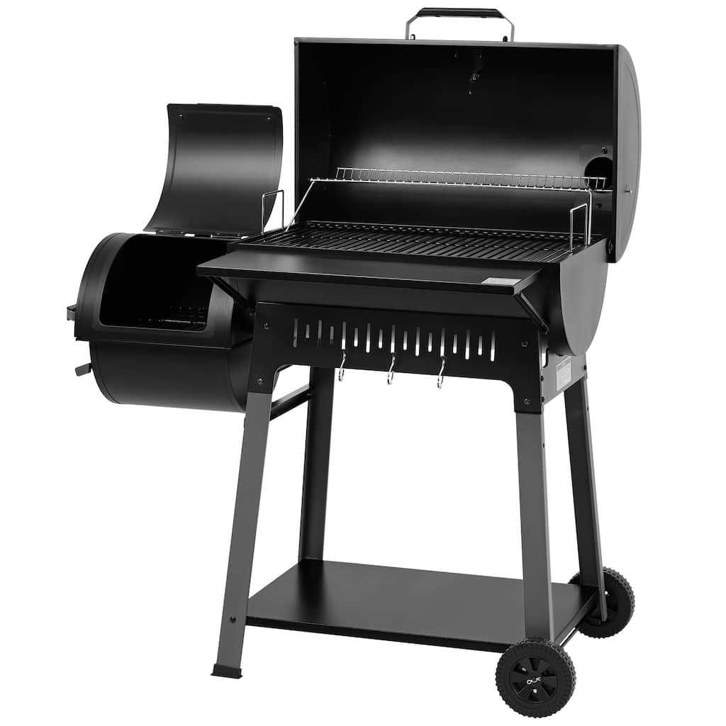 Royal Gourmet CC1831F Barrel Charcoal Grill with Offset Smoker with Side Smoker, 824 sq.in.Cooking Area