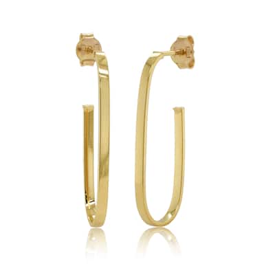 Joelle Collection Gold Oval Earrings 14K Yellow Gold 1.25 inches