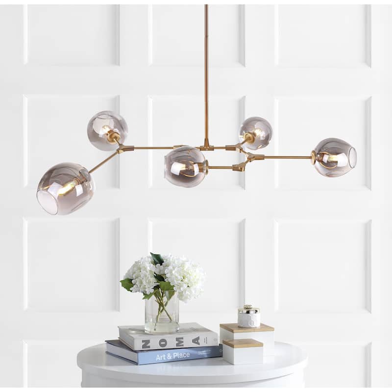 SAFAVIEH Lighting Corbett 5-light Edison Bulb Greige Pendant - 53.5"x32"x45"