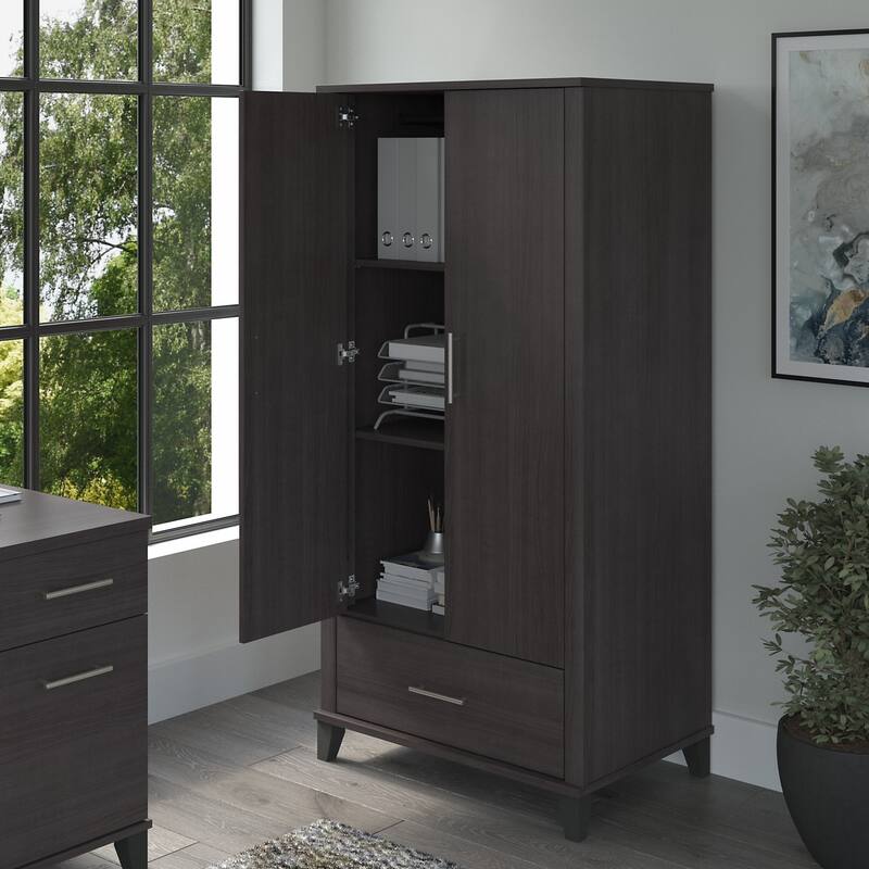 Somerset Tall Storage Cabinet with Doors and Drawer by Bush Furniture