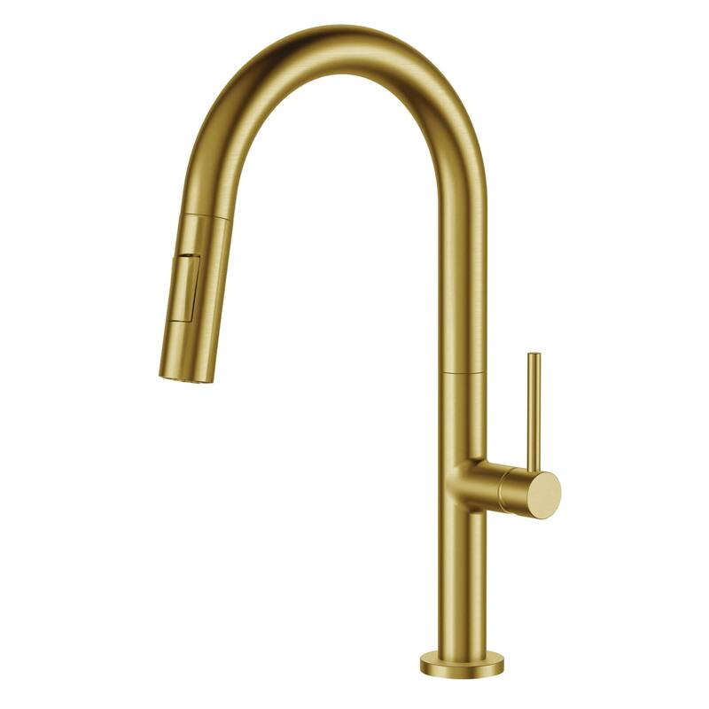 Fine Fixtures Pull Down Single Handle Kitchen Faucet - Satin brass