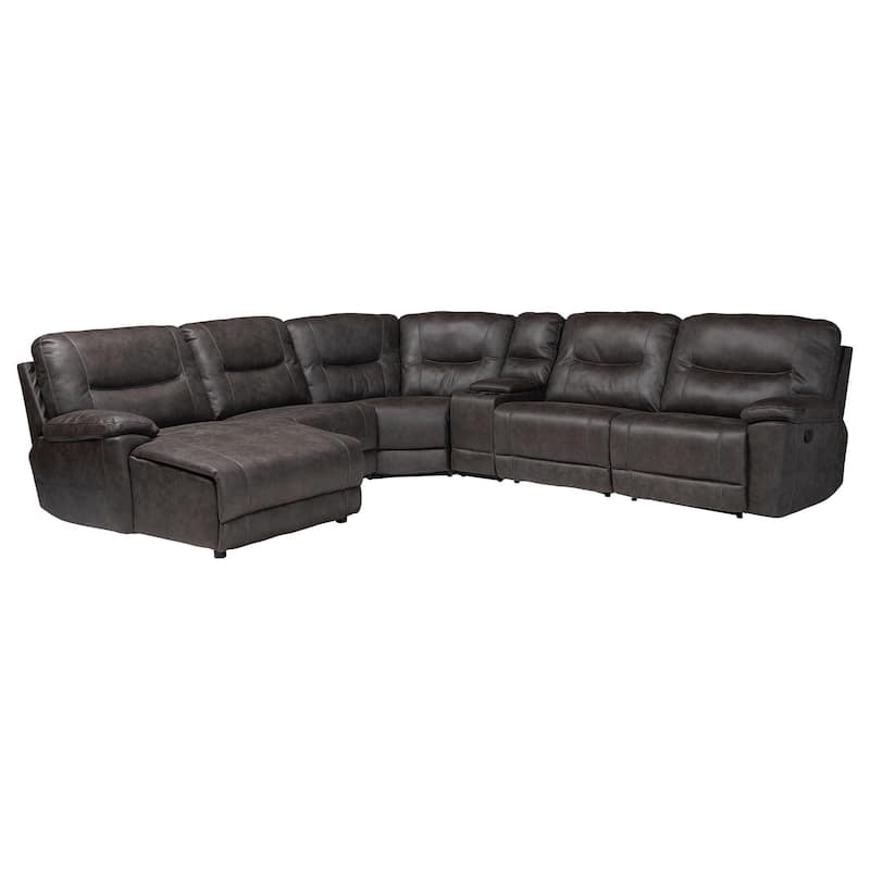 Mistral 6-Piece Reclining Sectional Sofa with Left-facing Chaise Lounge - Suede Upholstered Modular Sectional with Storage