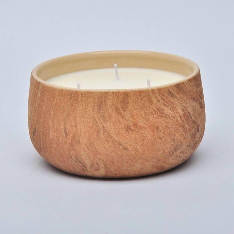 24 oz Three Wick Terra Cotta Floral Scented Ceramic Candle