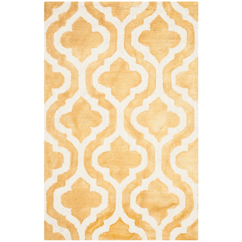 SAFAVIEH, Handmade Dip Dye Liia Watercolor Vintage Boho Wool - 2' 6" x 4' - Gold/Ivory