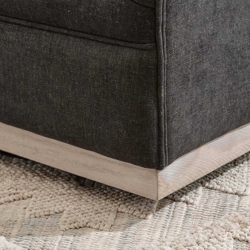 KINWELL 31" Wide Linen Fabric Upholstered Swivel Barrel Accent Chair